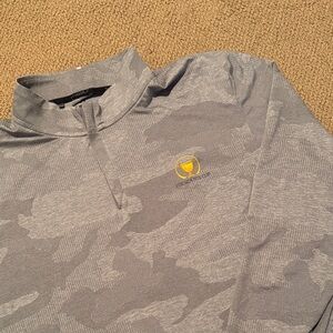 NWOT Under Armour Gray Camouflage presidents cup Quarter-Zip Pullover Gold